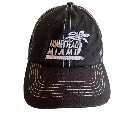 Homestead Miami Speedway Hat Cap Black Nascar Palm Tree One Size - Picture 1 of 6